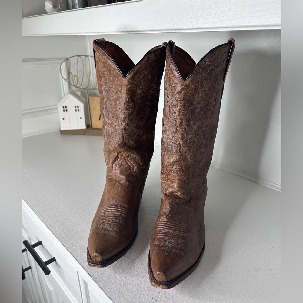 Dan Post Vintage Women’s Western Boots Size 11M Brown Leather Cowboy Boots - Picture 3 of 8